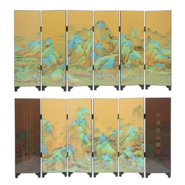 Imagem de Mini tela dobrável, divisor de painel de mesa de laca chinesa tradicional de 6 painéis, ornamentos Feng Shui para dormitório de negócios, estúdio e escritório (montanha)