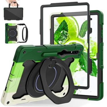 Imagem de ROISKIN Capa para Samsung Galaxy Tab S10 Ultra 2024/ S9 Ultra/S8 Ultra 14,6 polegadas, capa protetora resistente à prova de choque com protetor de tela, suporte, alça, alça de ombro e suporte para