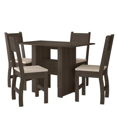 Imagem de Kit Mesa De Jantar Milano 108x68 Cm Com 4 Cadeiras Milano Amendoa/savana Amendoa/savana