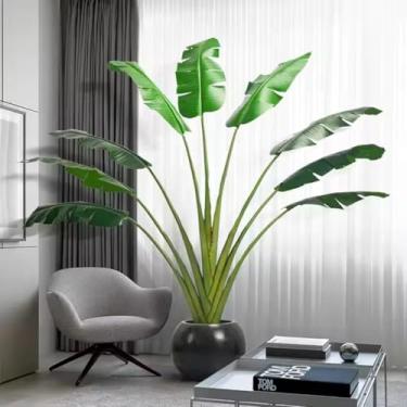 Imagem de Ravenala Artificial Grande Bananeira Realista Para Decoração Com 2.00m, Plantas Artificiais Realista para Decoração de Casa ou Escritório, sala de estar (Com Vaso De Apoio).