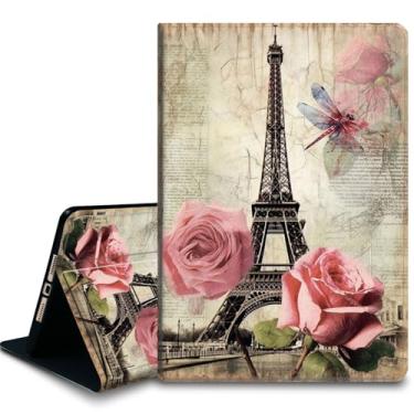 Imagem de Bxgolkgd Capa para tablet para iPad Pro de 13 polegadas, iPad 7ª geração 2024, capa com suporte à prova de choque com dissipação de calor, função despertar/hibernar automática, vintage Paris Tower
