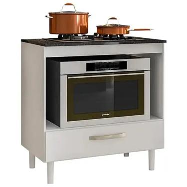 Imagem de Balcão para Cooktop Nicioli 80cm 1 Gaveta Cor Branco