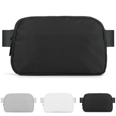 Imagem de Pochete preta para mulheres e homens, pochete elegante à prova d'água com alça ajustável para viagens, caminhadas, corrida, ciclismo