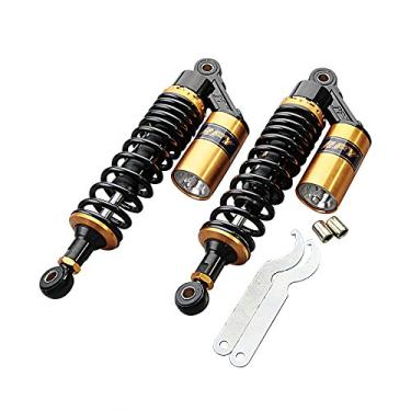Imagem de Mallofusa Par universal de amortecedor traseiro de motocicleta de 320 mm para Honda Kawasaki Suzuki Yamaha Go Kart Scooters Sport Street Bike preto dourado