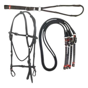 Imagem de Cabeçada Rédea Rabicho De Couro Para Cavalo Vaquejada - selaria shoppi