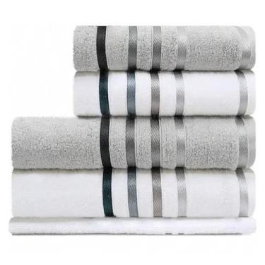 Imagem de Jogo Toalha 5 peça Banhão Karsten Lumina EleEla Branco Cinza