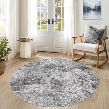 Imagem de DMOYEST Tapete redondo de 1,5 m para sala de estar – 12,5 x 12,7 cm, lavável, grande, macio, neutro, moderno, abstrato, tapete baixo para quarto, sala de jantar, casa de fazenda, escritório em casa -