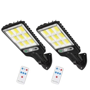 Imagem de Luminária Solar Led Refletor 180 144 Smd Sensor presença fotocélula com Controle área externa Parede quintal FBA (Kit2 luminárias 180 leds)