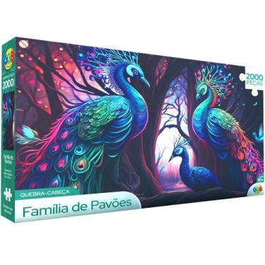 Imagem de Quebra Cabeça 2000 Peças Familia de Pavoes - GGB Brinquedos