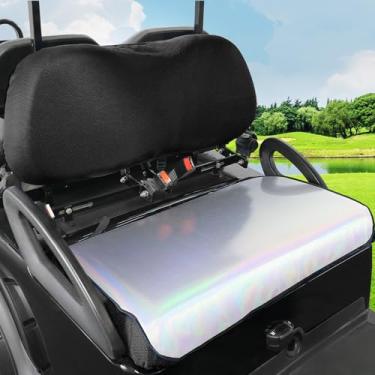 Imagem de FIXHAWK Capa de assento frontal de carrinho de golfe para assento de carro de clube, capa de assento de carrinho de golfe elástica, capa de assento de filme colorido de PVC em tecido sanduíche, para
