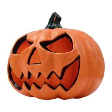 Imagem de Bothyi Luz de abóbora de Halloween, lanterna Jack O'Lantern, peça central de mesa, estátua de jardim, decoração de Halloween para casa, gramado, fazenda,