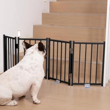 Imagem de No Pawblems Portão curto para cães, cerca dobrável de 41,5 cm de altura para ambientes internos e externos, portão extra largo de até 122 cm para filhotes, escadas, corredores, portas, deque, quintal