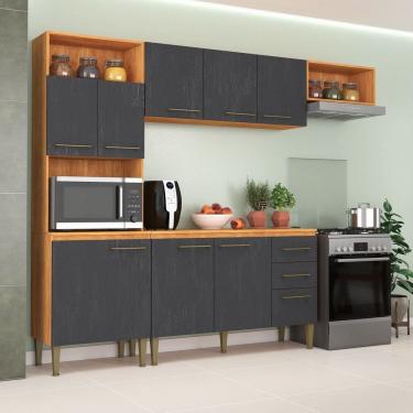 Imagem de Cozinha Compacta 2 Peças 198cm X 240cm Malu Cinamomo/Grafite