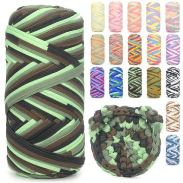 Imagem de Camiseta para crochê, camiseta arco-íris, tecido elástico grosso, fio de crochê para iniciantes, bolsa de tricô à mão, cesta/porta-copos / artesanato faça você mesmo/decoração de casa 200G verde