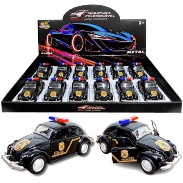 Imagem de Caixa com 12 Fusca de Metal Policia Federal Fricção Lojista Brinquedo 