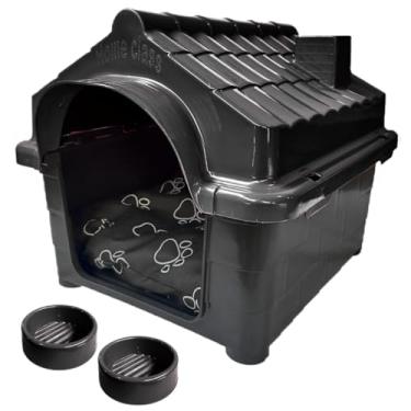 Imagem de Casinha De N4 + Comedouro Bebedouro 2 Em 1 Caminha Para Cachorro(Preto)