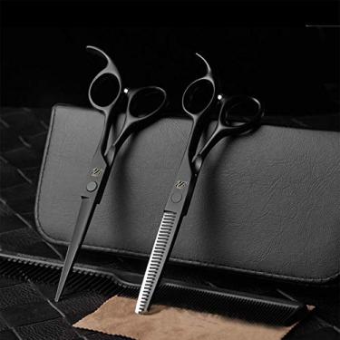Imagem de Tesouras de corte de cabelo premium patenteadas e tesouras de desbaste - Kit de tesouras de barbeiro profissionais para mulheres e adultos - Tesouras de cabelo afiadas para cortar e desbastar o cabelo
