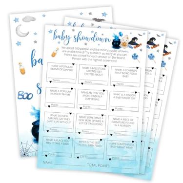Imagem de OXRUN Hilarious Baby Shower Games, Halloween Baby Showdown, 30 Double-Sided Game Cards & 1 Answer Card for Little Ghost Gender Reveal Spooky Party Favor Supplies - C10