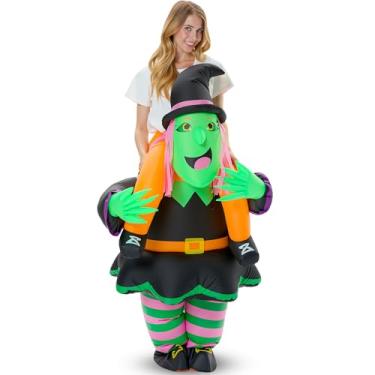 Imagem de VioraWhite Fantasia inflável para adultos, fantasia divertida e extravagante para cosplay de carnaval de Halloween (bruxa)