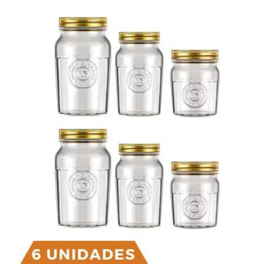 Imagem de KIt 6 Potes Americano Vintage 3 Tamanhos 500ml 1L 1,5L Nadir - NADIR F