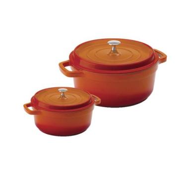 Imagem de Kit Conjunto Caçarola Hercules Revestimento Ceramico Indução Laranja 3