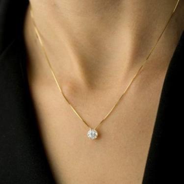 Imagem de Colar Gargantilha Veneziana 40cm  Pingente Ponto De Luz Galeria Ouro 1