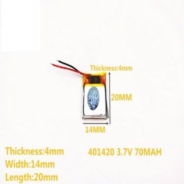 Imagem de Bateria 401420 com 70mah 4mmx14mmx20mm 2 fios 3,7v - lite