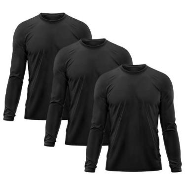 Imagem de Kit 3 Camisetas Masculina Térmica Proteção Solar UV  50/ Treino Academ