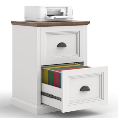 Imagem de Armário de arquivo vertical, armário de arquivo com 2 gavetas de arquivo, armário de arquivo pequeno de fazenda para tamanho carta/A4, suporte de impressora de madeira, armários sob a mesa para