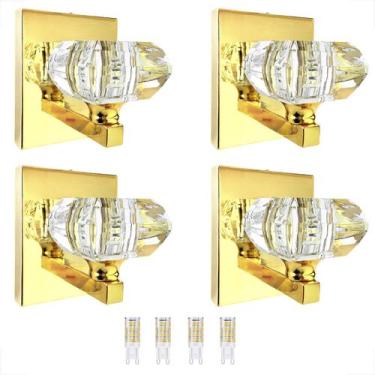 Imagem de 4 Arandela Cristal K9 Dourado Cindy Lavabo Bet40 + Led - Acienda