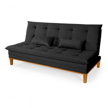 Imagem de Sofá Cama Reclinável Casal 1,84m Island Suede Preto Premium
