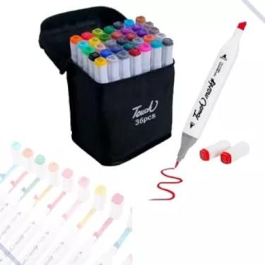 Imagem de Kit de Canetas Coloridas Ponta Dupla 36 Cores Vibrantes Tinta à Base de Água Ideal para Desenho Colorir e Arte Criativa