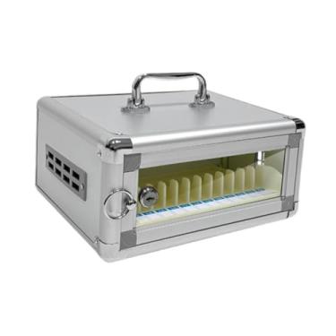 Imagem de predolo Armário de armazenamento de telefone com alça e trava de segurança, caixa de armazenamento de telefone móvel portátil montada na parede para, 12 Vagas