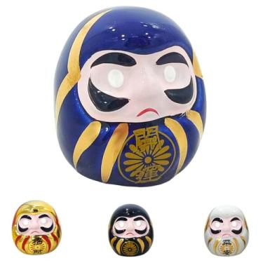 Imagem de Estatueta Daruma Decorativo em Porcelana, 5 cm, Escultura Boneco Amuleto Japonês, Paz, Prosperidade, Sucesso e Proteção. Cores (01 azul)