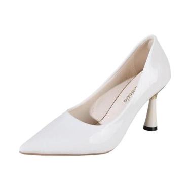 Imagem de Sapatos Femininos De Salto Alto Xadrez Com Relevo, Estilo Casual Cláss