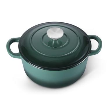 Imagem de E-far Forno holandês de ferro fundido esmaltado de 3 litros - verde floresta