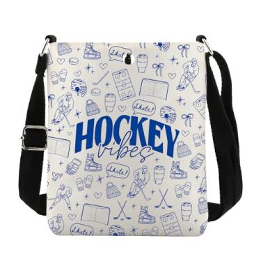 Imagem de Lywjyb Birdgot Bolsa tiracolo Hockey Vibes para jogadores de hóquei presente para amantes de esportes no gelo Mercadoria de treinador de hóquei, Hockey Xk, Casual