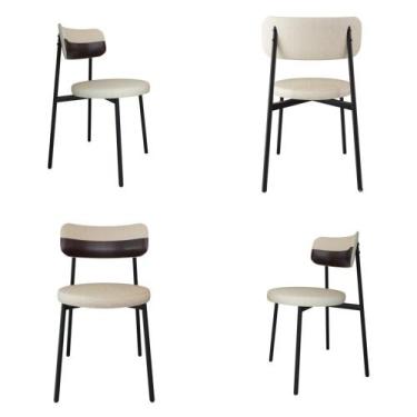 Imagem de Conjunto 4 Cadeiras de Jantar Kyta Tecido Mesclado Est.Preta - Metalig