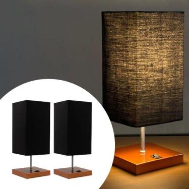 Imagem de Kit 2 Abajur luminária de Mesa Clássico Quadrado Cobre com Interruptor