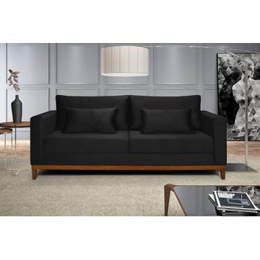 Imagem de Sofá Bahamas 1,70 Veludo Luxo Sala de Estar Casa Imperial (Preto 176)