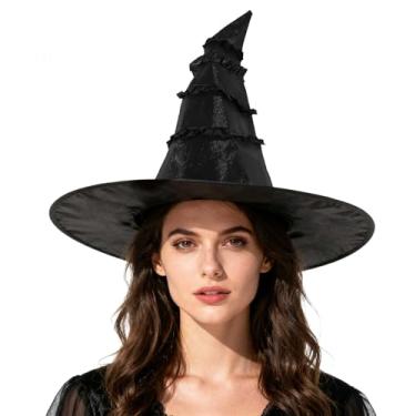 Imagem de Leuceiy Chapéu de bruxa de Halloween, festa surpresa travessura, acessórios de maquiagem, chapéu de feiticeiro
