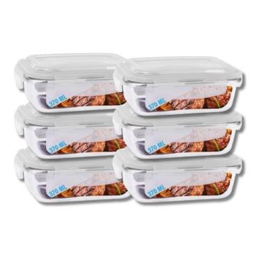 Imagem de Kit 6 Potes Hermeticos com Tampa 370ML Pequeno Lanche Marmita - PRATIC