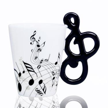 Imagem de LanHong Caneca musical notas musicais caneca de café presente para músico - Presentes de copo musical de 382 g para amantes de música - Canecas de café musicais presentes de aniversário e Natal para