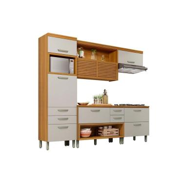 Imagem de Cozinha Completa Princesa 4 Peças (1Aéreo+2Balcões+1Paneleiro) C4P16 Freijo/Off White -...