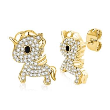 Imagem de Tokidoki Unicorno banhado a ouro 14K colar pulseira brinco joia oficial licenciada acessório moderno colar de zircônia cúbica pulseira brinco presente para mulheres, normal, Zircônia cúbica, Zircônia