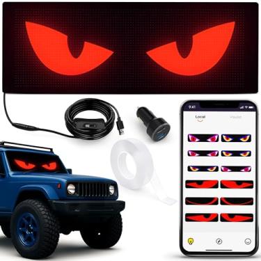 Imagem de Olhos de diabo LED para carros, luzes RGB ultra brilhantes com padrões dinâmicos e controle de aplicativo, animação DIY personalizável, luzes de destaque de carro de alto desempenho (carro, 67,2 cm x