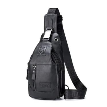 Imagem de Bolsa transversal masculina de couro genuíno à prova d'água bolsa tiracolo bolsa masculina para caminhadas, ciclismo, montanhismo, viagens e Lazer, bolsa transversal pequena para viagem