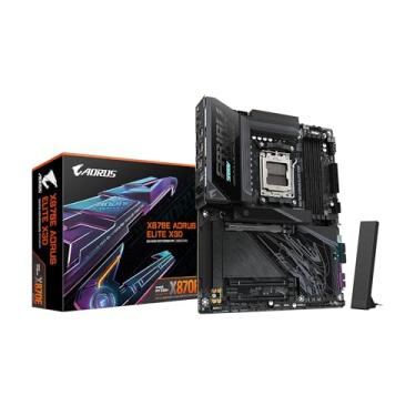Imagem de GIGABYTE Placa-mãe X870E AORUS Elite X3D AMD AM5 LGA 1718 ATX, suporta processadores AMD Ryzen 9000/8000/7000, DDR5, fase de alimentação 16+2+2, 4X M.2, PCIe 5.0, WiFi 7, 5 GbE, garantia de 5 anos