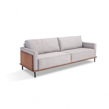 Imagem de Sofa 02 E 03 Lugares Fixo 2,10 Mt Living Estofado Tecido Bege Koun