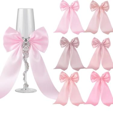 Imagem de Canlierr 24 laços de gravata laços de fita de cetim pastel com laço torcido artesanato para embrulho de presente casamento aniversário chá de bebê (15 x 25 cm, rosa empoeirado)